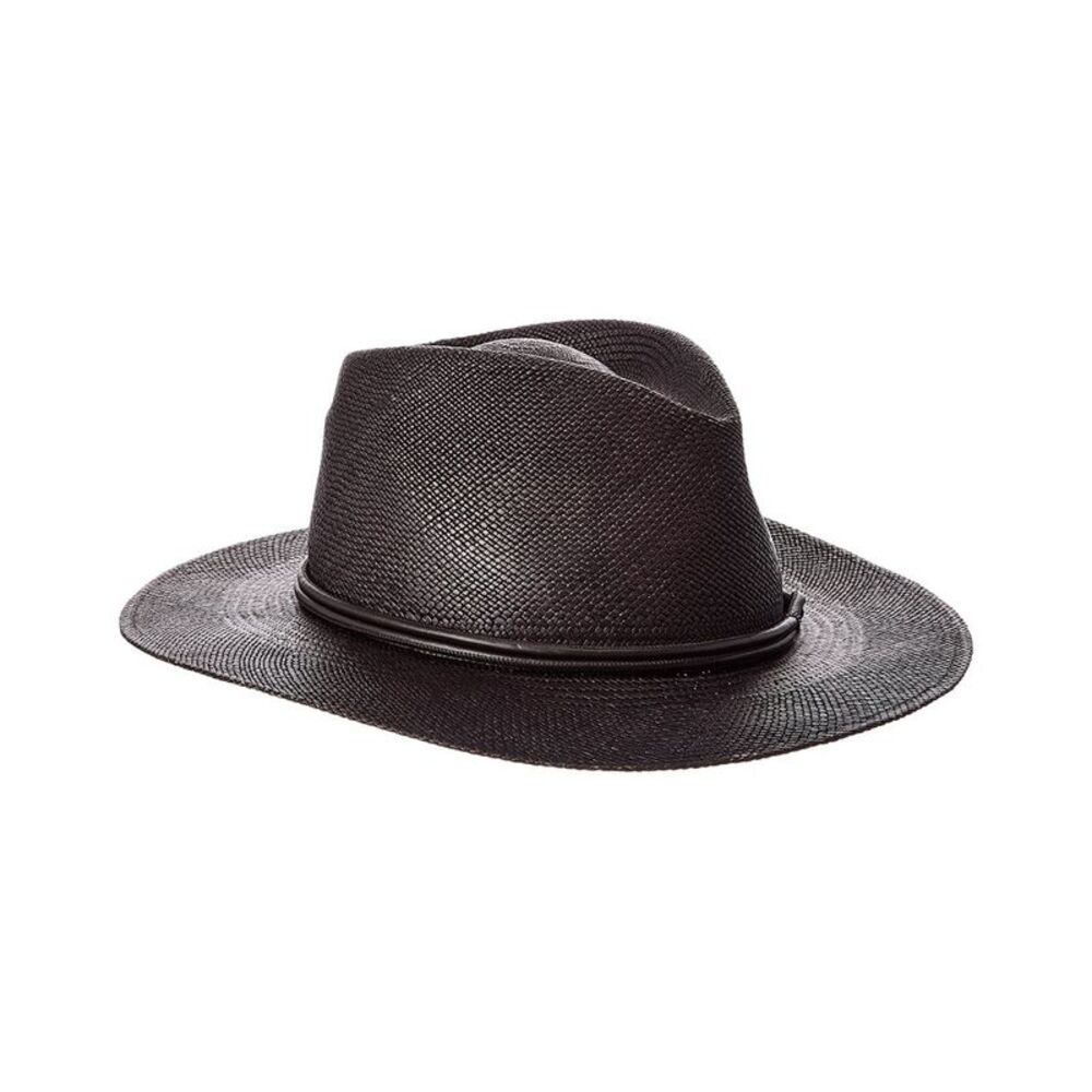 Brunello Cucinelli Leather-Trim Hat, Black